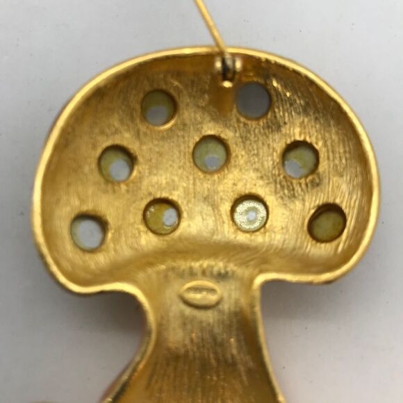Enamel Mushroom Ladybug Brooch Vintage 1990s - Picture 7 of 17